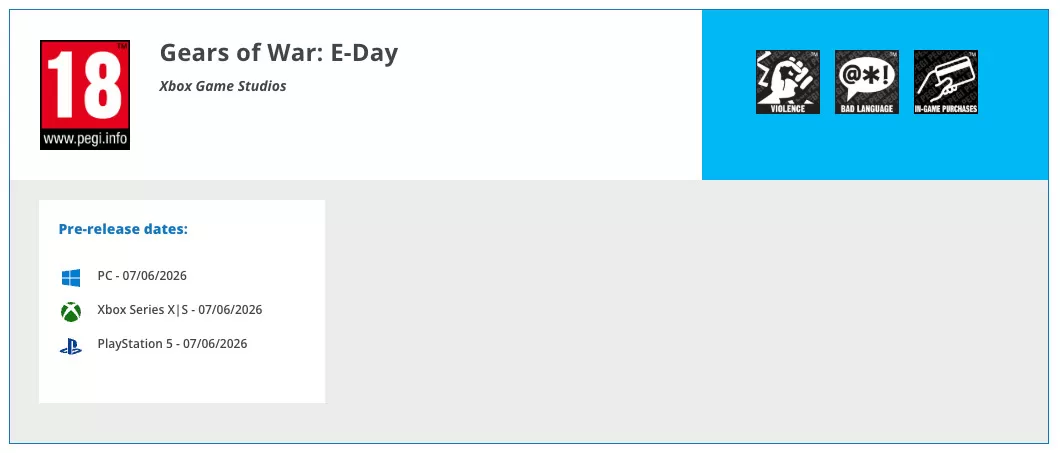 Gears Of War E-Day Könnte Für PS5 Erscheinen
