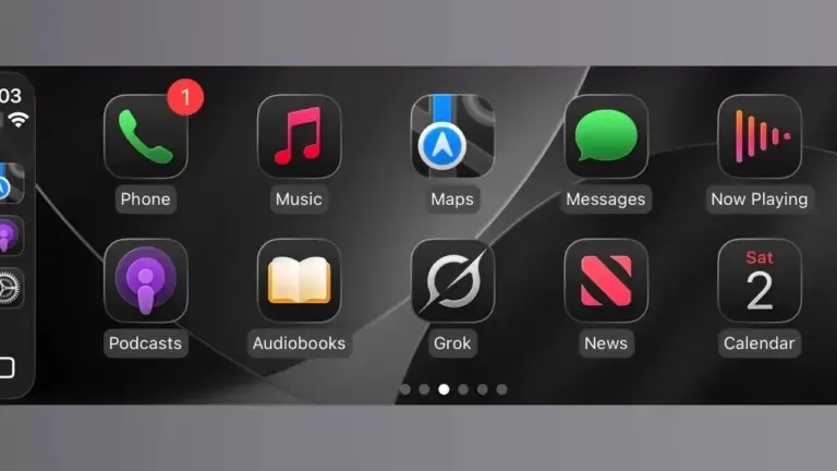 Grok Sprachmodus auf Apple CarPlay Infotainment Interface Ansicht