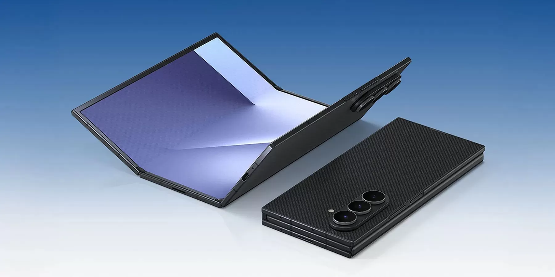 Samsung Galaxy TriFold Wide aufgeklappt mit drei Displaypanels