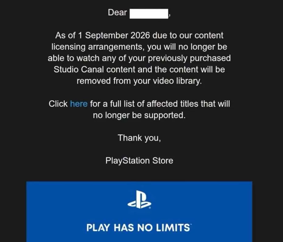Sony entfernt über 500 gekaufte Filme von PlayStation