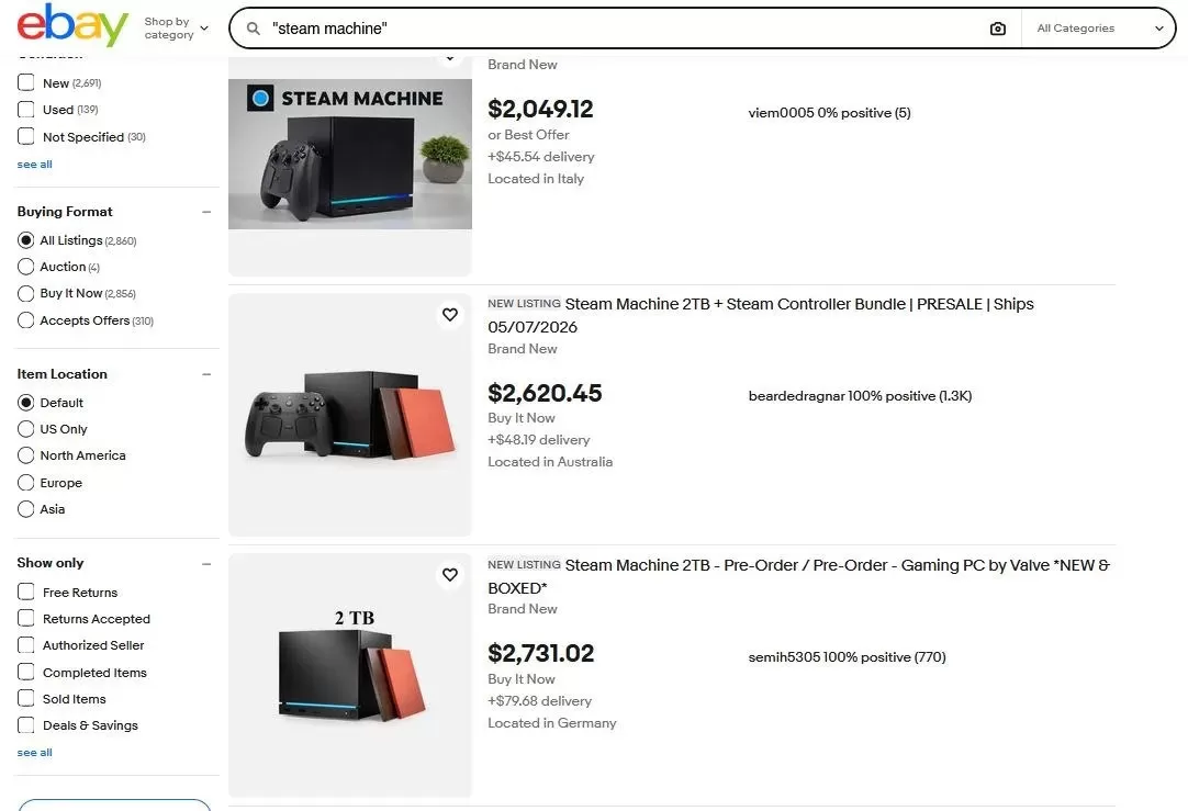 Steam Machine wird nach Ausverkauf teuer auf eBay angeboten