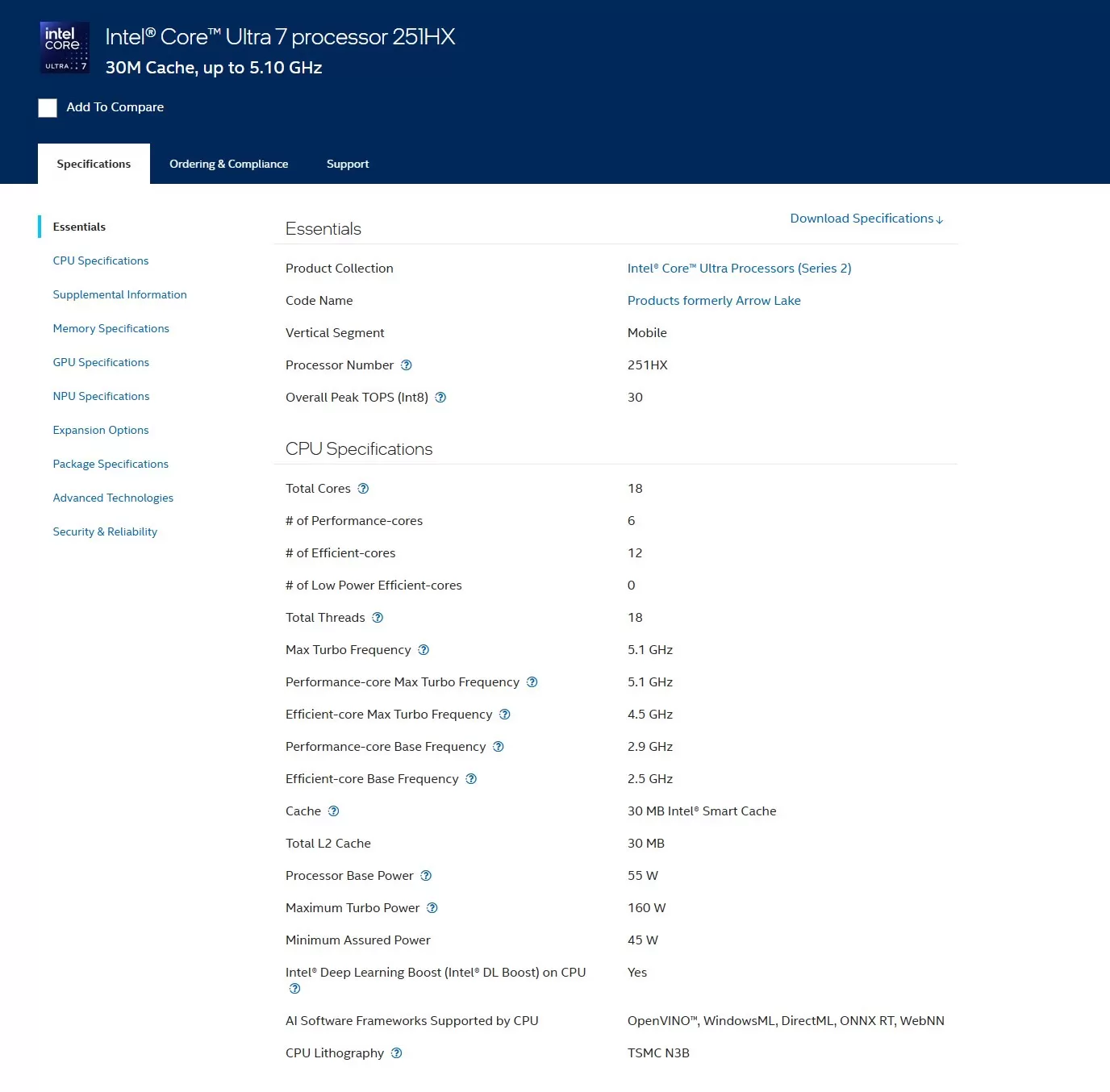 Intel Core Ultra 7 251HX Überrascht In PassMark