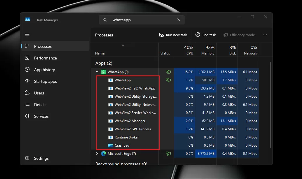 WhatsApp Für Windows 11 Verbraucht 1,2 GB RAM